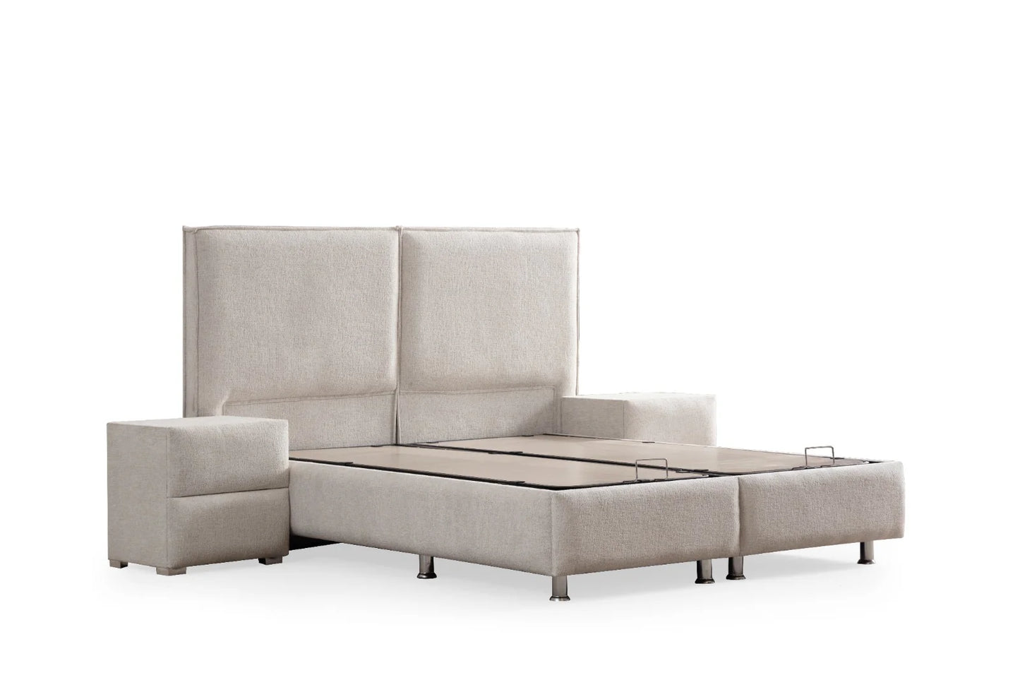 Lit coffre Maya Chenille Blanc Cassé 140x190 / 160x200 /180x200