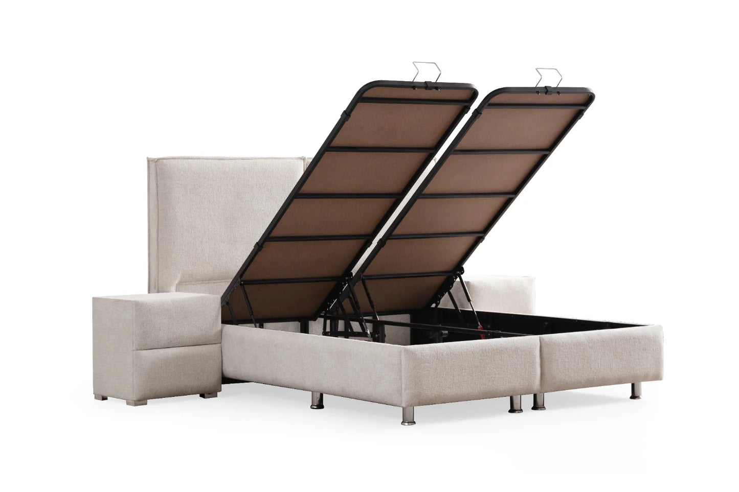 Lit coffre Maya Chenille Blanc Cassé 140x190 / 160x200 /180x200