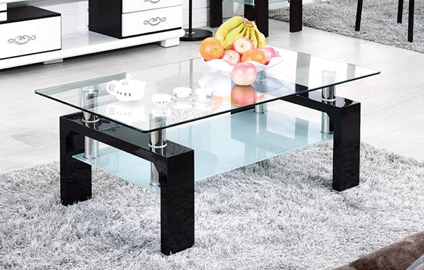 Table basse Gloria noir pied blanc 110cm
