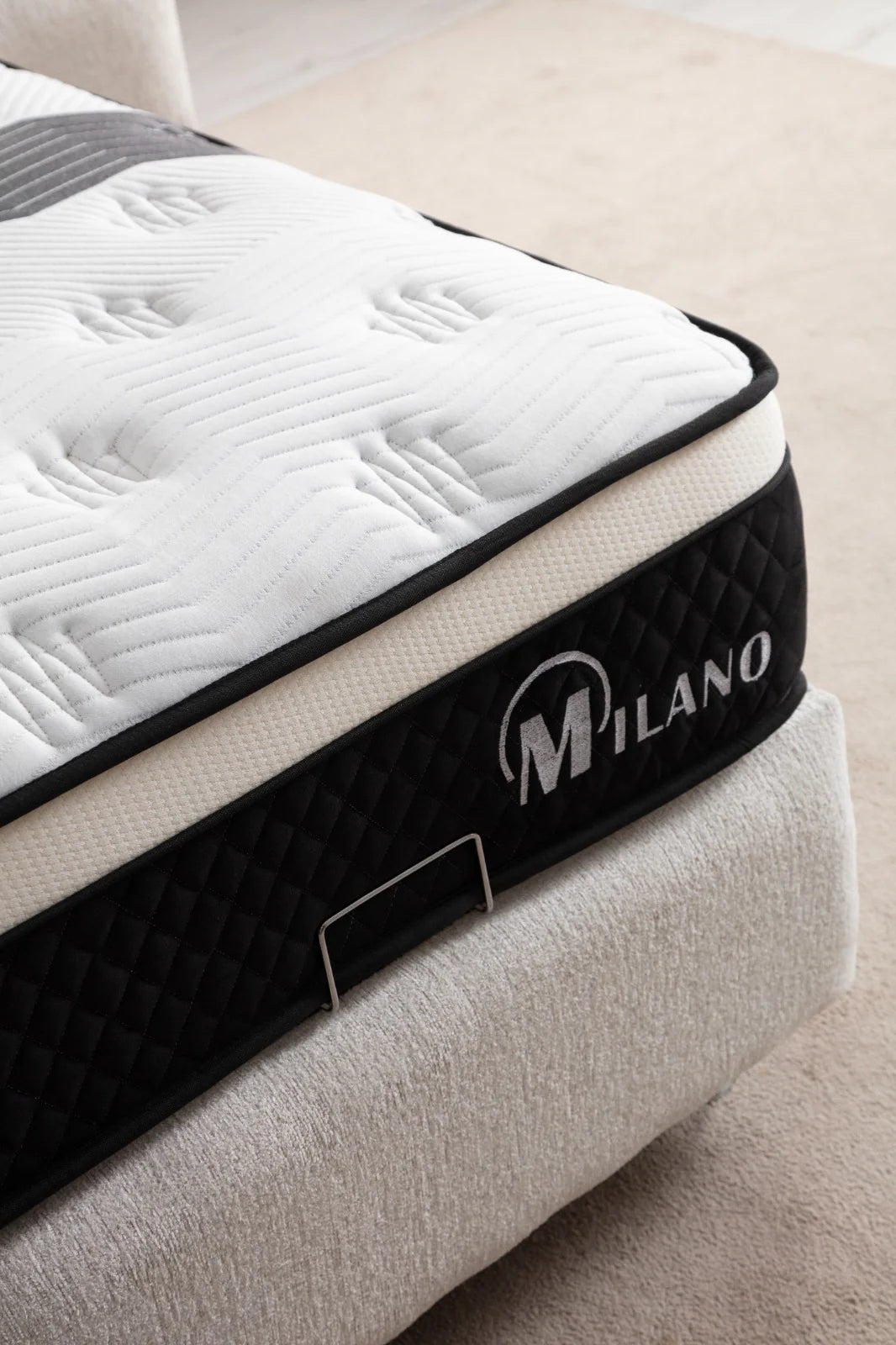 Lit coffre Maya Chenille Blanc Cassé 140x190 / 160x200 /180x200