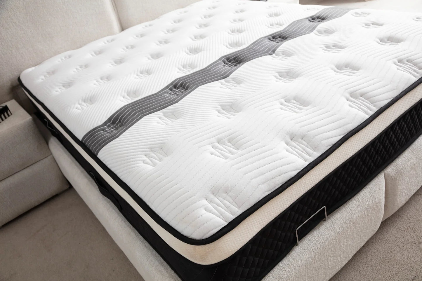 Lit coffre Maya Chenille Blanc Cassé 140x190 / 160x200 /180x200