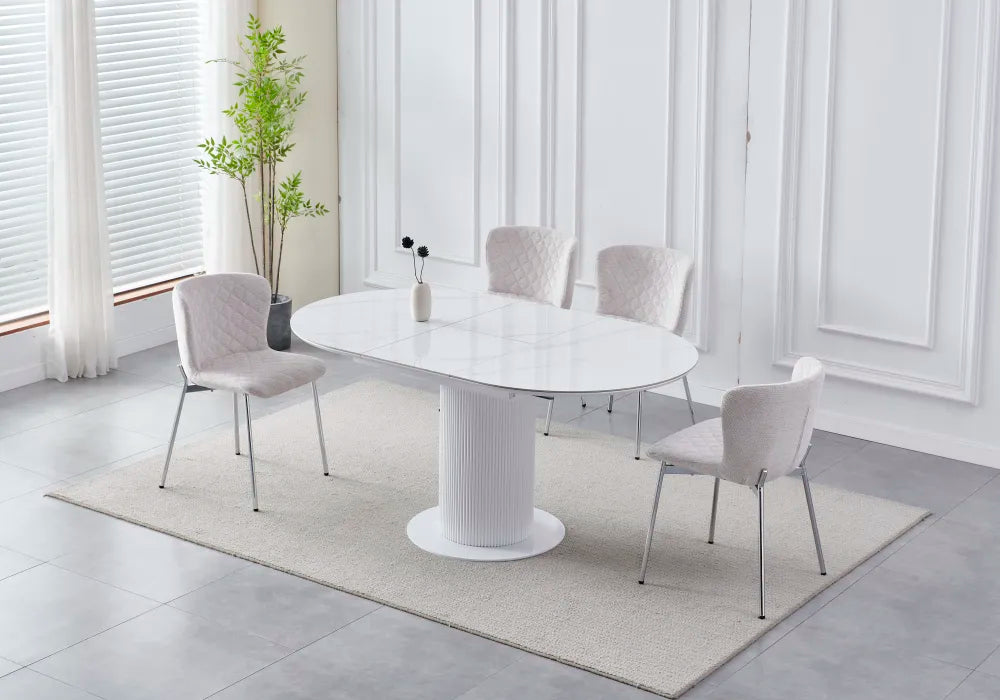 Table à manger à rallonge Sofia pied chrome 125-165cm