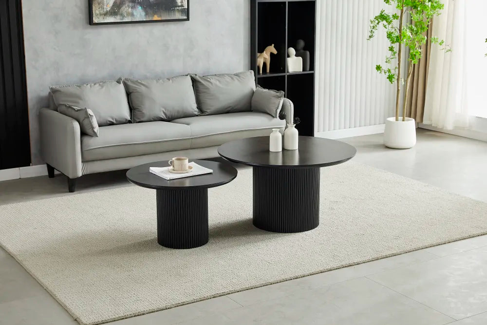 Table basse Gigogne duo pila céramique marbre blanc 60-80cm