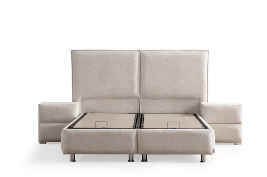 Lit coffre Maya Chenille Blanc Cassé 140x190 / 160x200 /180x200