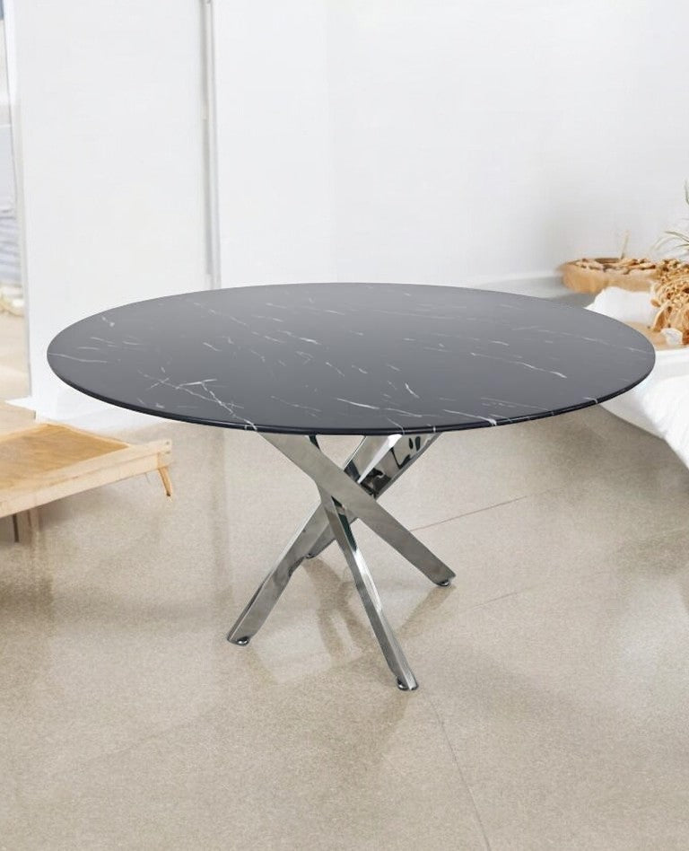 Table à manger Olivia ronde pied chrome