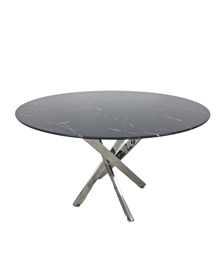 Table à manger Olivia ronde pied chrome