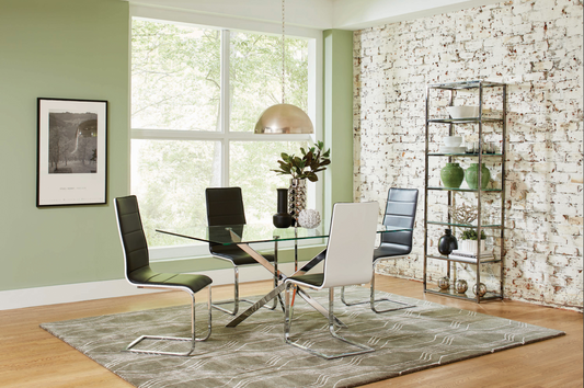 Table à manger Olivia transparent pied chrome 150cm