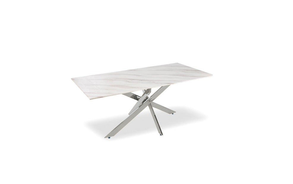 Table à manger Olivia pied chrome 150cm