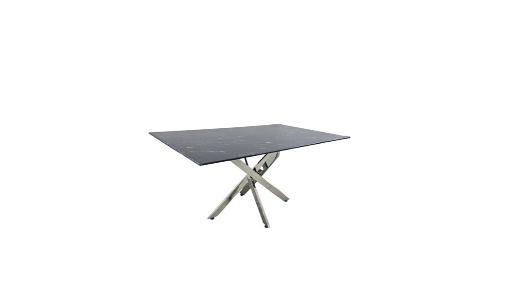 Table à manger Olivia pied chrome 150cm