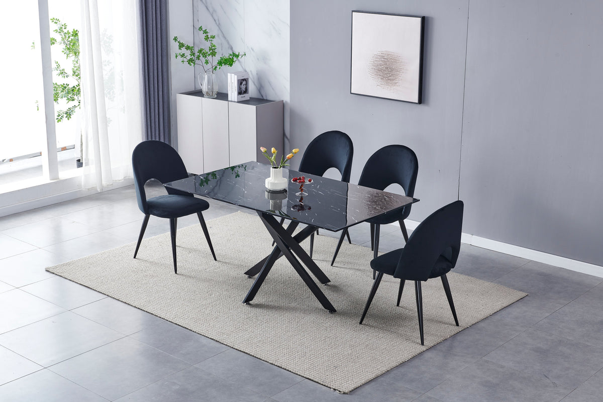 Table à manger Olivia pied transparent doré 150cm