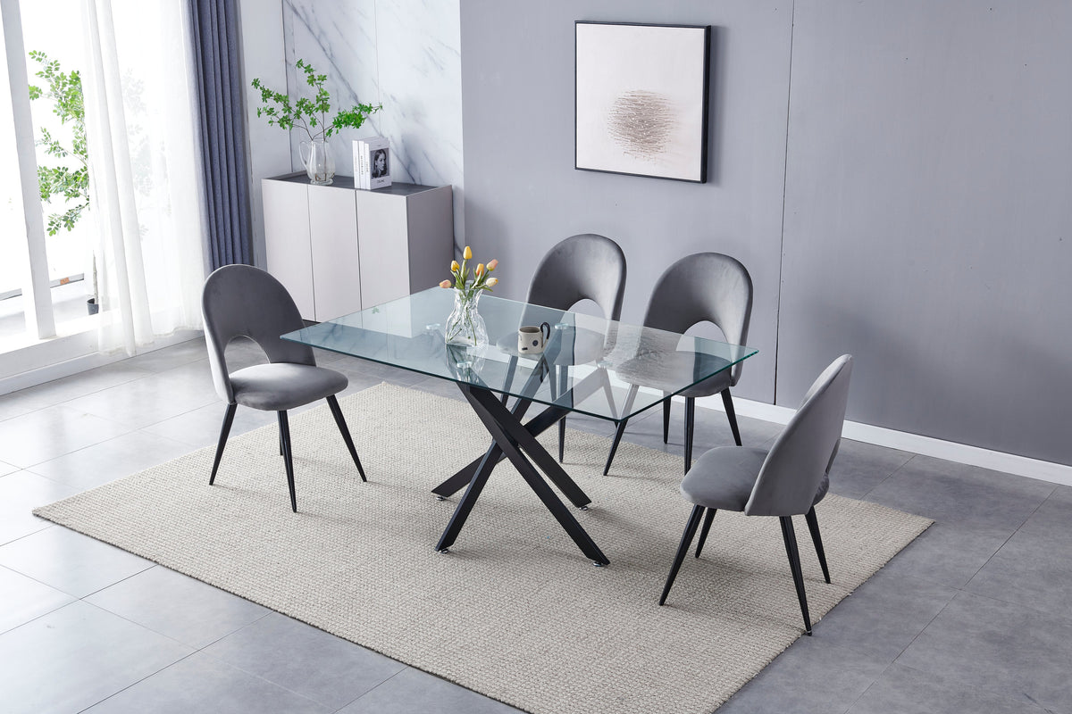 Table à manger Olivia pied transparent doré 150cm