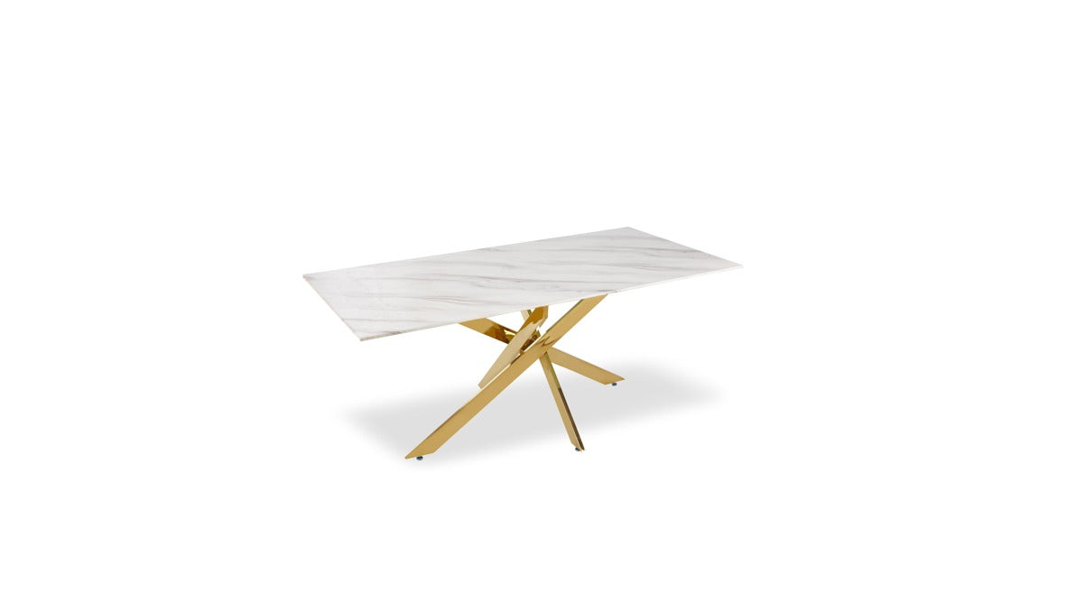 Table à manger Olivia transparent pied chrome 150cm