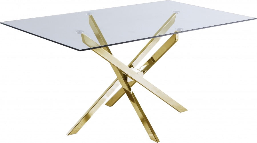 Table à manger Olivia pied transparent doré 150cm