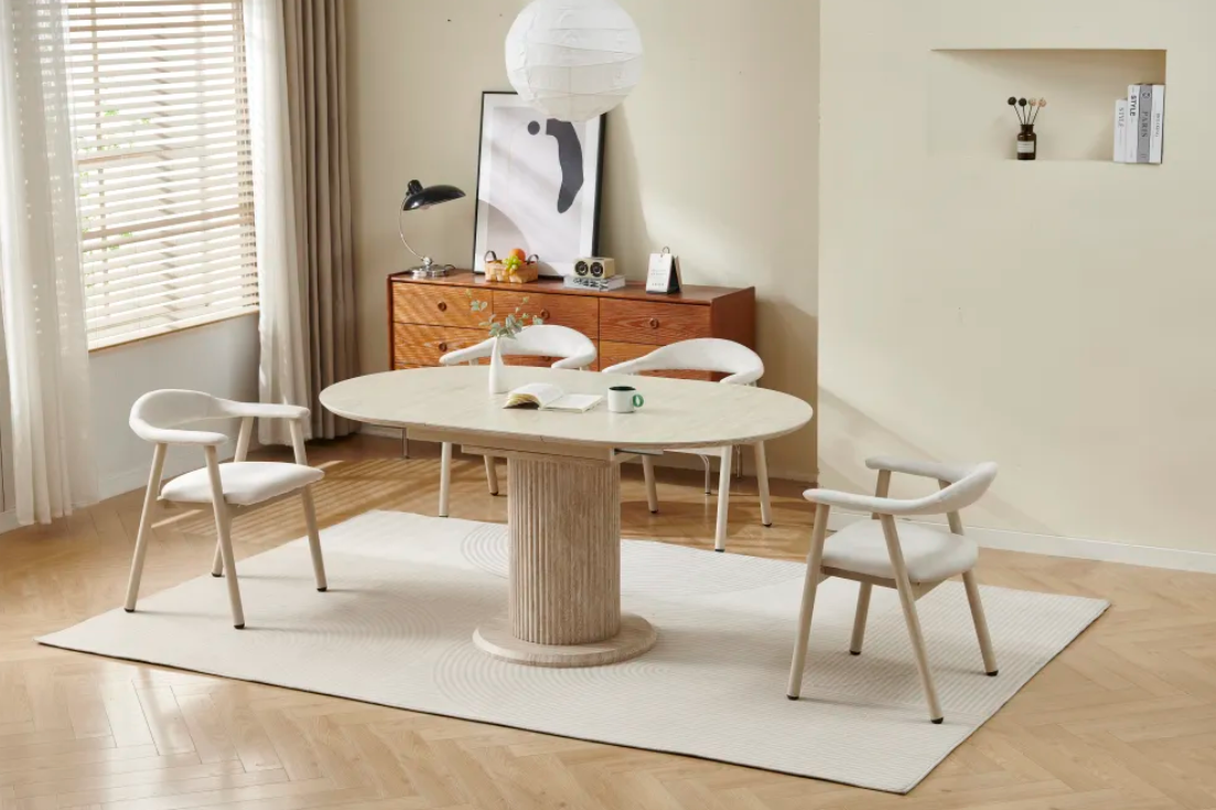 Table à manger à rallonge Sofia travertin 125-165cm