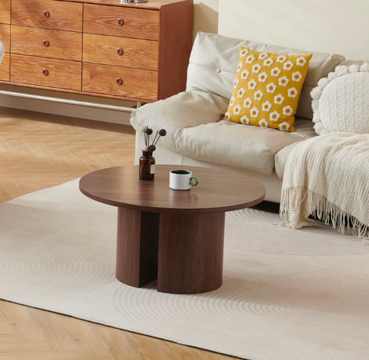 Table basse Victoria noyer MDF ⌀ 90cm