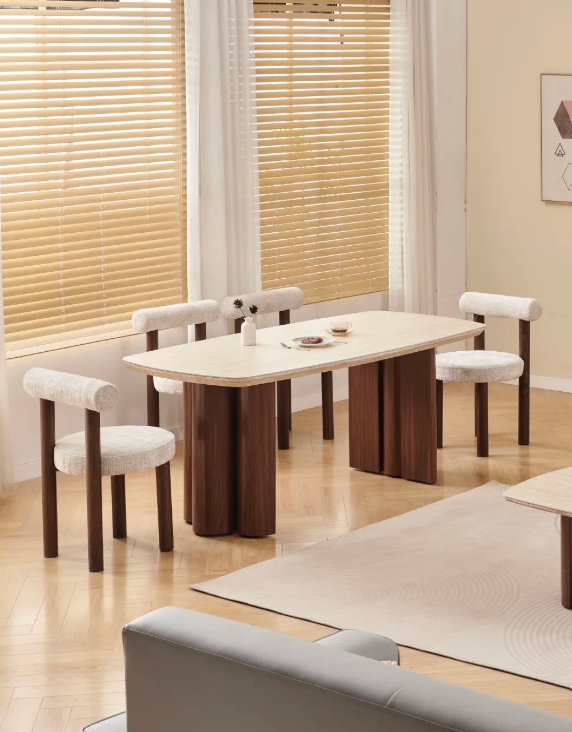 Table à manger Trinity céramique noyer travertin 180cm