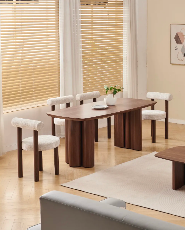 Table à manger Trinity céramique hêtre marbre beige 180cm