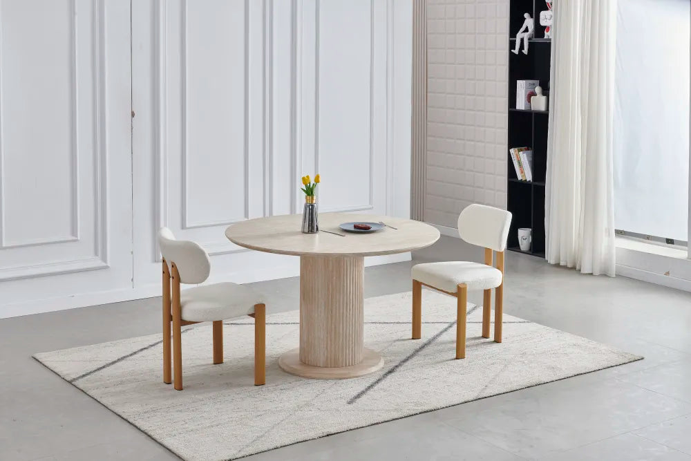 Table à manger ronde Axel travertin MDF