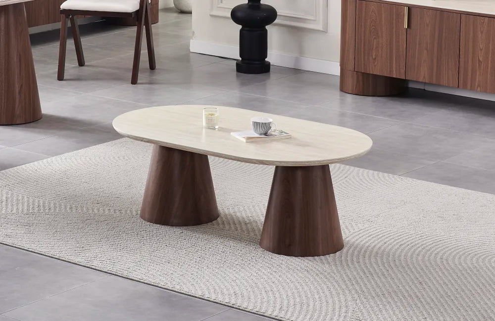 Table basse Iconic céramique travertin noyer 120cm