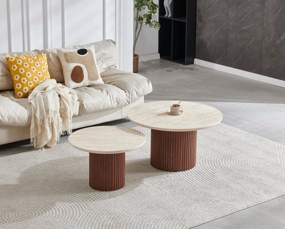 Table basse Gigogne duo pila céramique noir 60-80cm