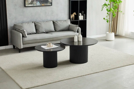 Table basse Gigogne duo pila céramique noir 60-80cm