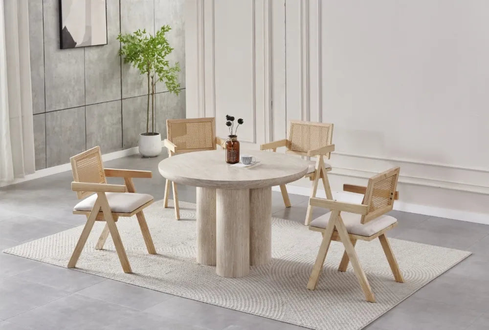 Table à manger ronde Maya MDF travertin ⌀ 110cm