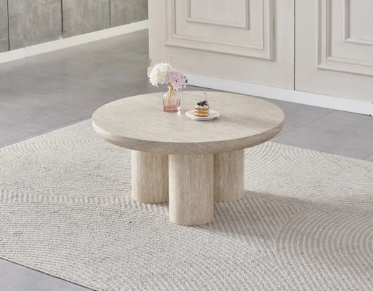 Table basse Maya travertin MDF ⌀ 90cm