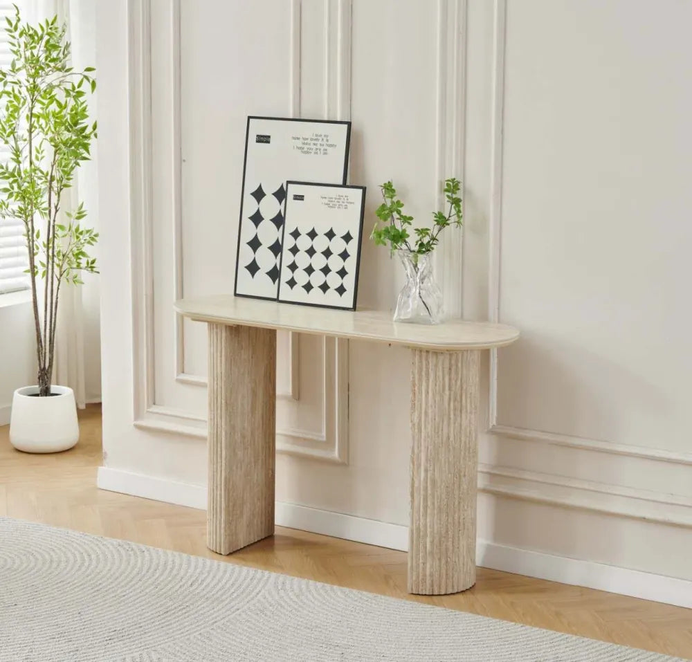 Console Calypso céramique noyer travertin 120cm
