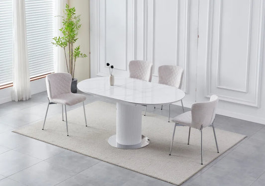 Table à manger à rallonge Sofia pied chrome 125-165cm