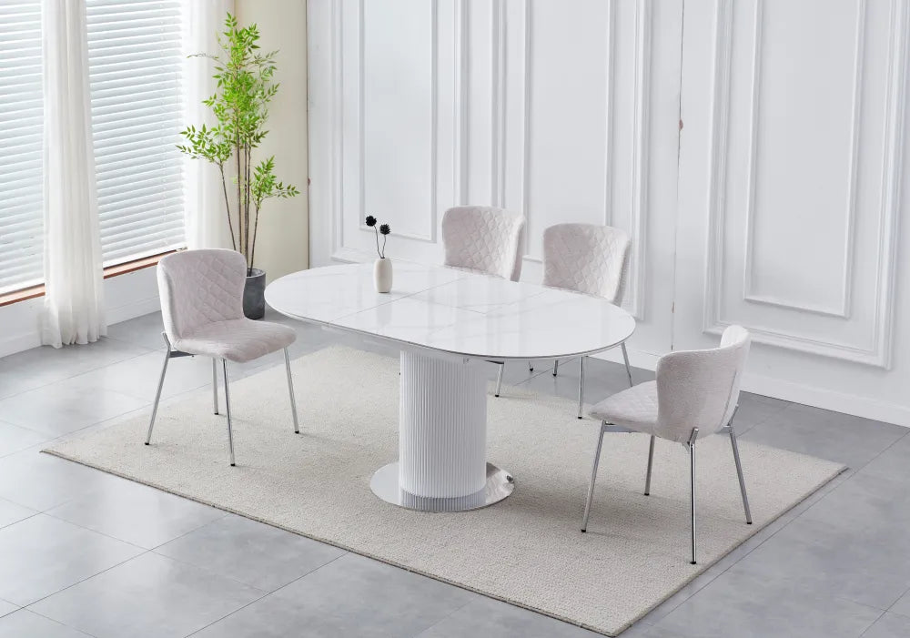 Table à manger à rallonge Sofia pied doré 125-165cm