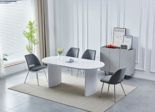Table à manger Joséphine céramique marbre blanc 180cm