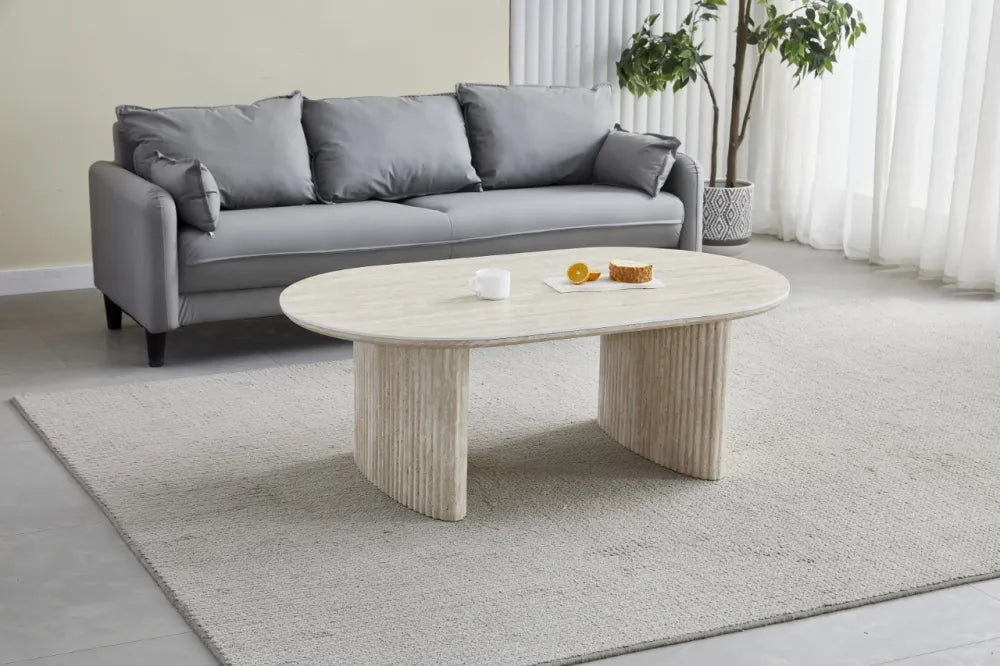 Table basse Joséphine céramique marbre blanc 120cm